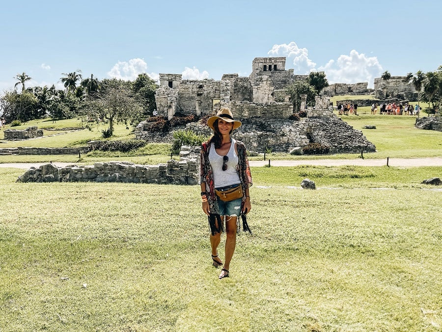 Annette in Tulum Ruins Mexico Archaeological Site