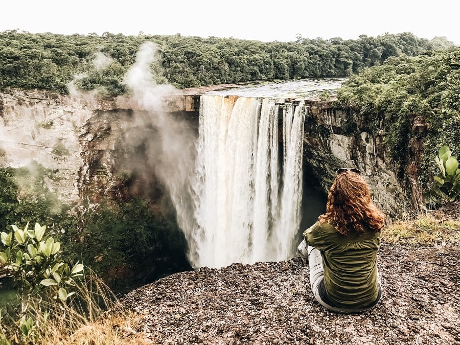 Annette sitting near Kaieteur Falls Guyana